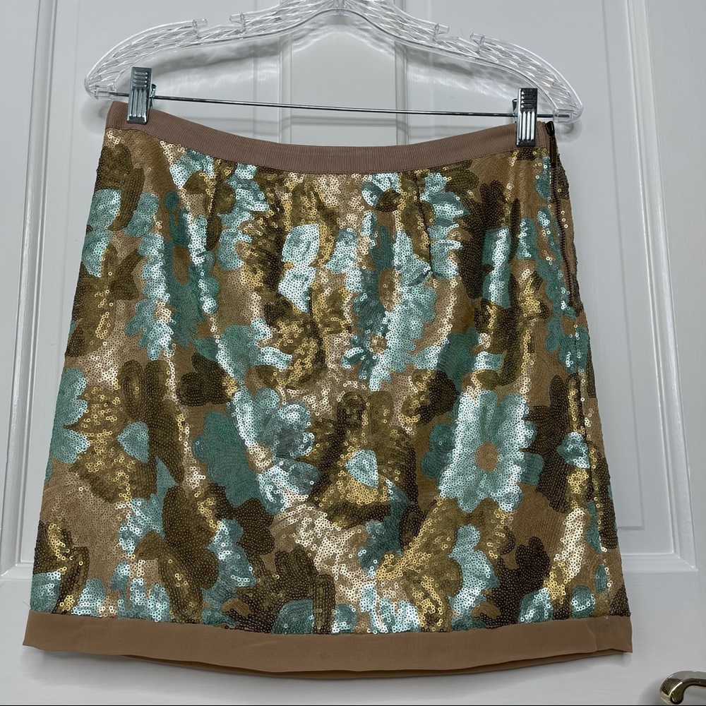 Forever 21 Love Gold and Blue Sequin Mini Skirt